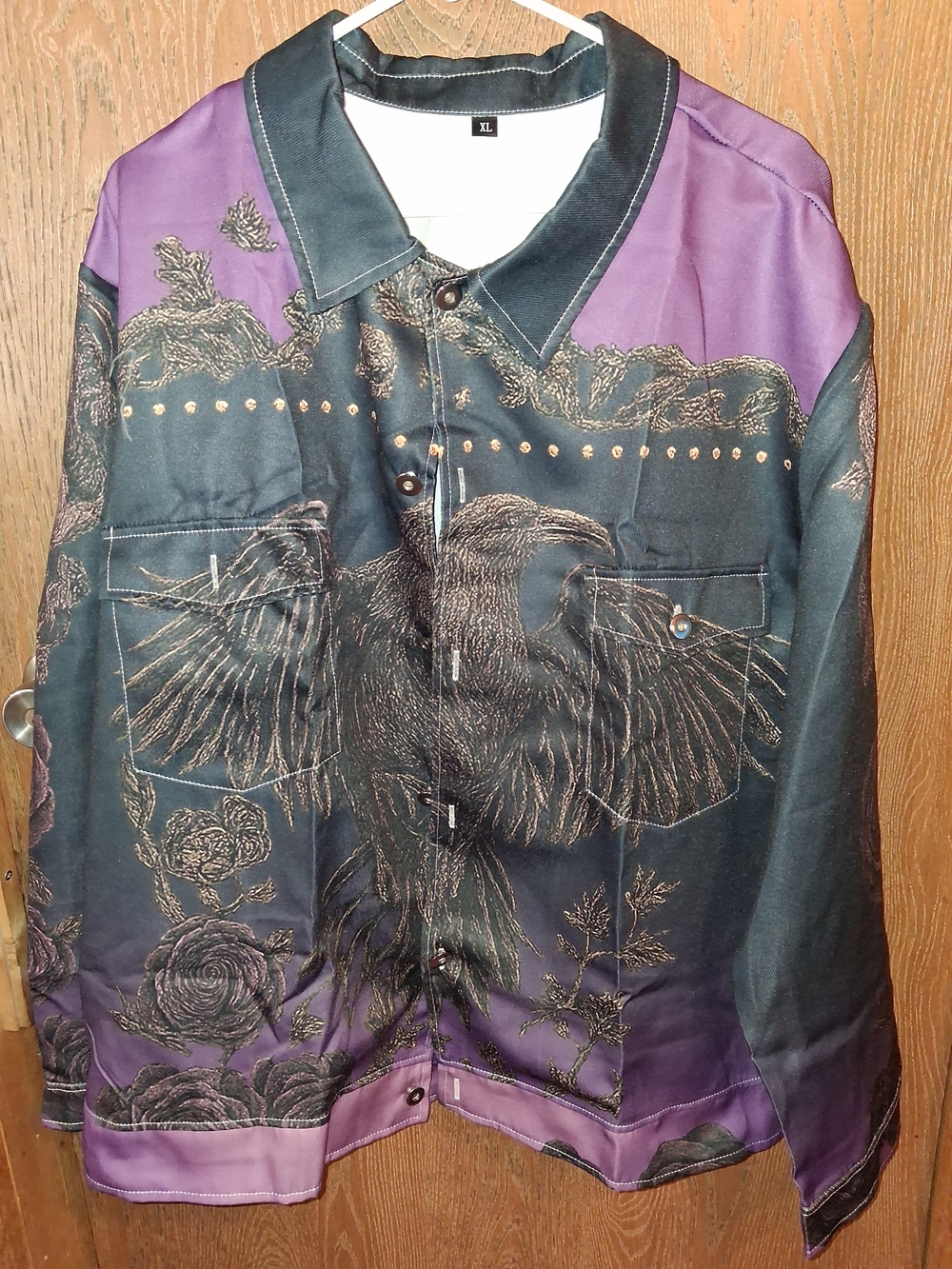 Purple and Black Jean-Style Jacket 3D Print .  with Raven Detail